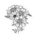 marigold and violet bouquet tattoo design idea