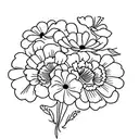 marigold and violet bouquet tattoo design idea
