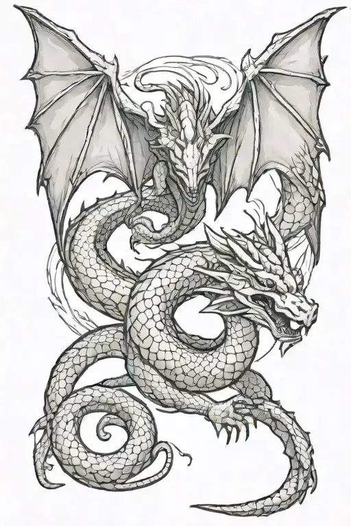 Skyrim dragon and snake tattoo design idea