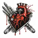 skeleton hand with pocket watch touching a accurate heart  tattoo design idea