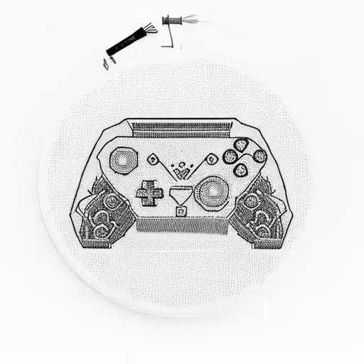 Embroidery hoop with video game controller design tattoo design idea