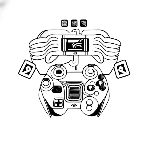 Embroidery hoop with video game controller design tattoo design idea