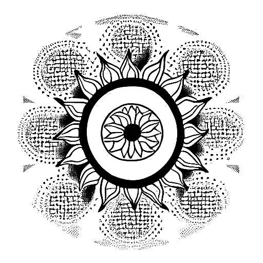 sun leaves dots abstract artistic simple spiritual mandala tattoo design idea