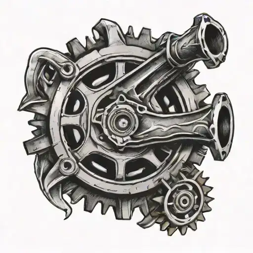 Chain Sprocket with scuba diver holding a spear gun in the middle of the sprocket tattoo design idea