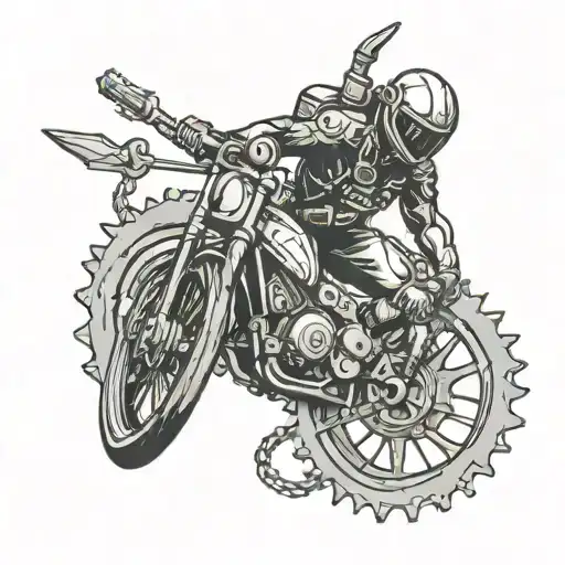 Chain Sprocket with scuba diver holding a spear gun in the middle of the sprocket tattoo design idea