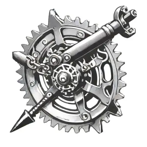 Chain Sprocket with scuba diver holding a spear gun in the middle of the sprocket tattoo design idea