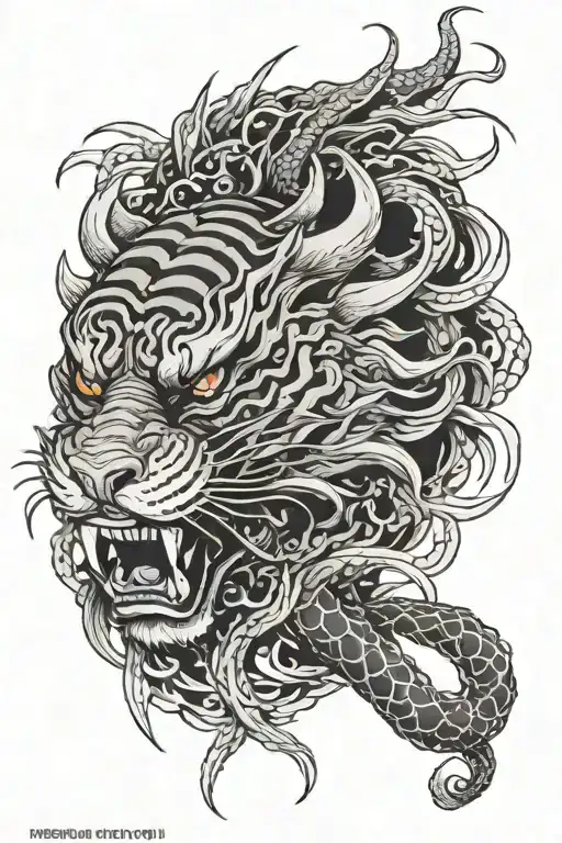 dragon tiger head tattoo design idea