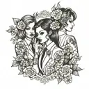 four girls in suits tattoo design idea