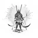 Japanese warrior standing on fire tattoo design idea