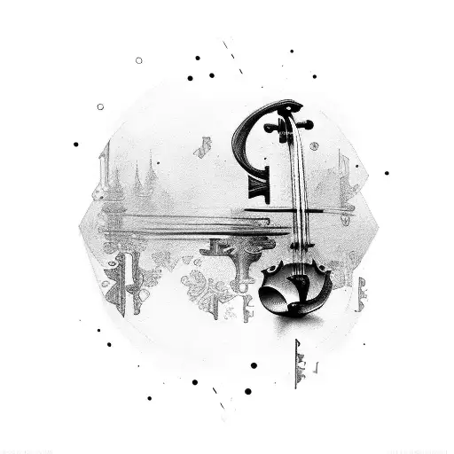 violin key and similar stugg tattoo design idea