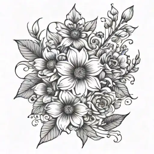 date and birthday flowers   tattoo design idea