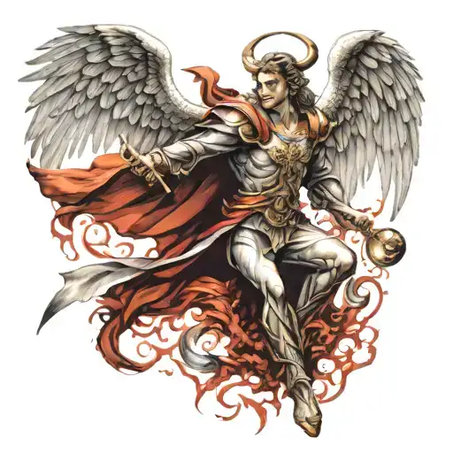 angel archangel michael killing lucifer tattoo design idea