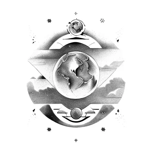 Elemental Journey: Design a tattoo showcasing the journey of a Sagittarius through the elements of water (Pisces), earth (Virgo), and earth (Capricorn). tattoo design idea