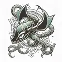 chandelure and rayquaza pokemon tattoo design idea