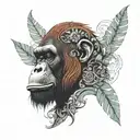 orangutan made out of different objects and patterns  tattoo design idea