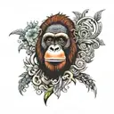 orangutan made out of different objects and patterns  tattoo design idea