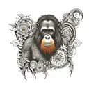 orangutan made out of different objects and patterns  tattoo design idea
