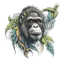 orangutan made out of different objects and patterns  tattoo design idea