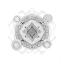 Borjgali design with intricate geometric patterns, symbolizing unity, eternity, and the interconnectedness of all things tattoo design idea