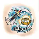 medal and rockets  tattoo design idea
