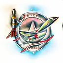 medal and rockets  tattoo design idea