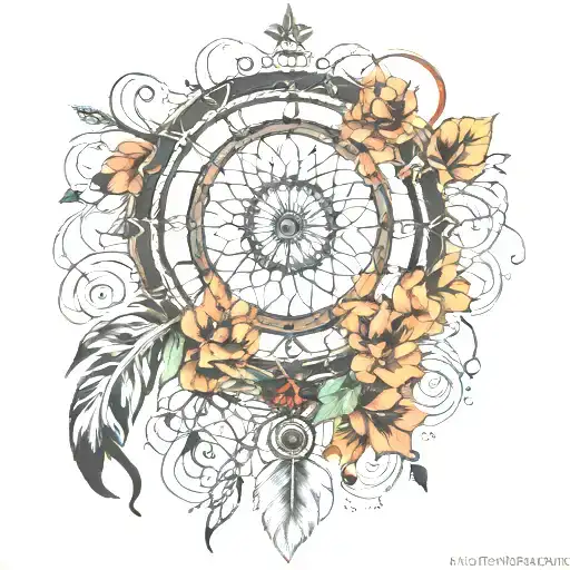 Mandela dream catcher entangled tattoo design idea