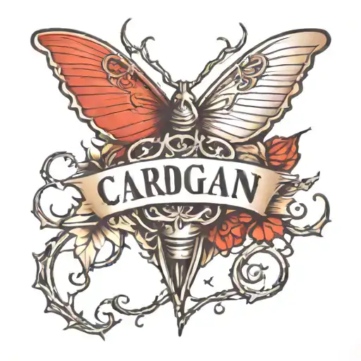 A small tattoo with the word cardigan through the middle of the words thorns will pass through and blood will be gushing out tattoo design idea