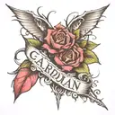 A small tattoo with the word cardigan through the middle of the words thorns will pass through and blood will be gushing out tattoo design idea