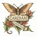 A small tattoo with the word cardigan through the middle of the words thorns will pass through and blood will be gushing out tattoo design idea