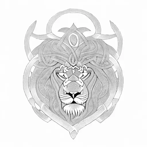 Celtic knotwork with a lion's head tattoo design idea