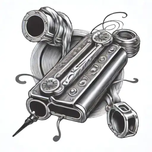 black and grey harmonica  tattoo design idea