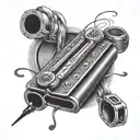 black and grey harmonica  tattoo design idea