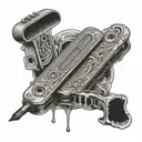 black and grey harmonica  tattoo design idea