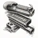 black and grey harmonica  tattoo design idea
