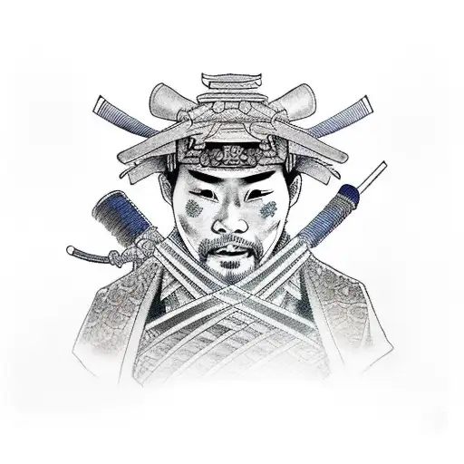 Samurai, geisha, shrine sleeve tattoo design idea