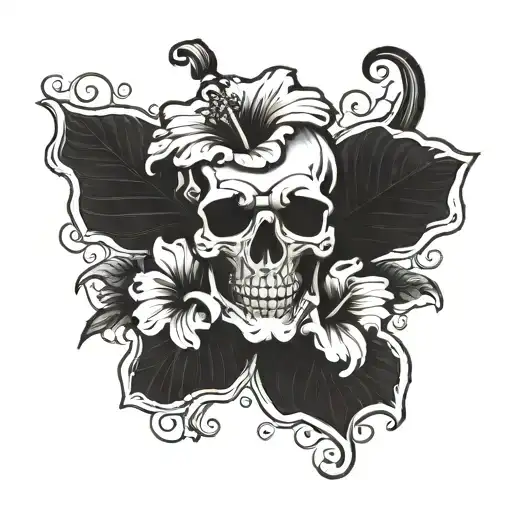 hibiscus flower choking the grim reaper tattoo design idea