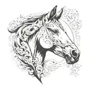 black and white horse head tattoo design idea
