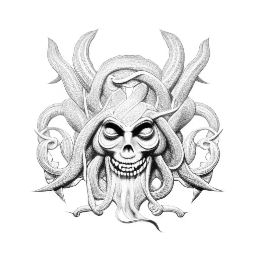 greek hydra with 9 heads  tattoo design idea