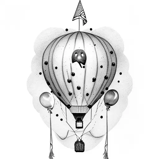 ghost with balloon tattoo design idea