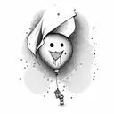 cute ghost with balloon in hand  tattoo design idea