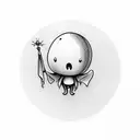 cute ghost with balloon in hand  tattoo design idea