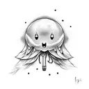 ghost with balloon tattoo design idea