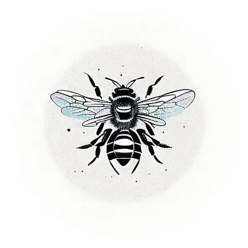 bee surrounded by several circles native american style tattoo design idea