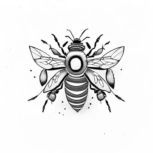 bee surrounded by several circles native american style tattoo design idea