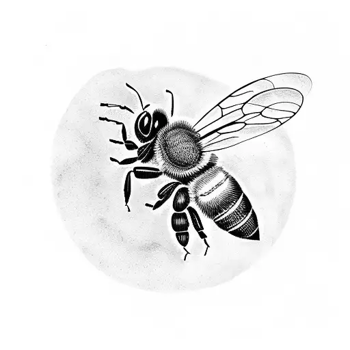 bee surrounded by native american drawing tattoo design idea