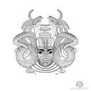 snake surrounding the god Osiris tattoo design idea