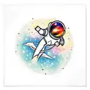 Astronaut floating in space in front of a galaxy tattoo design idea