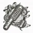 microphone and musical notes tattoo design idea