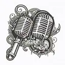 microphone and musical notes tattoo design idea