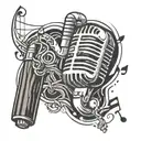 microphone and musical notes tattoo design idea